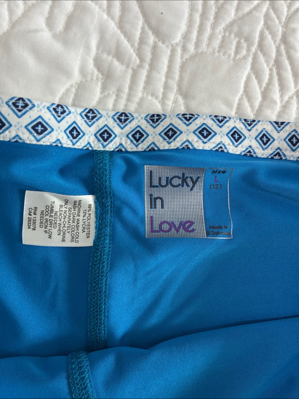Lucky in Love Blue Geometric A-Line Skort - Picture 3 of 5